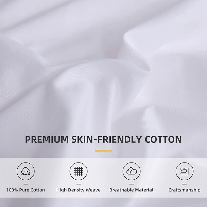 QSH Ruffle White Duvet Cover Queen Size -Washed Cotton Shabby Farmhouse Ruffled Bedding Comforter Cover 3 pcs Aesthetic French Country Queen Duvet Cover Cotton Extra Soft and Breathable