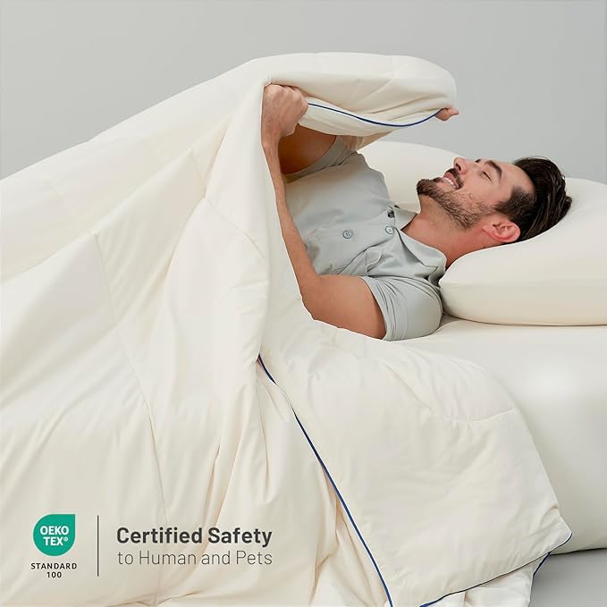 Dream Valley Outlast Cooling Comforter, Throw Size, Breathable NASA-Grade Space Technology Blanket for Hot Sleepers Night Sweats, Q-Max > 0.45, Ivory, 60"x80"