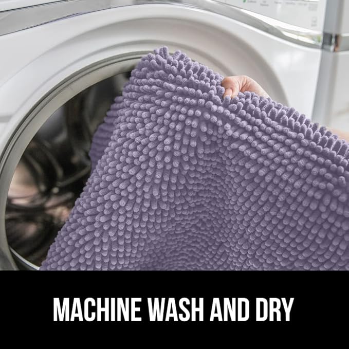 GORILLA GRIP Soft Chenille Bathroom Toilet Lid Cover, Machine Washable Seat Covers, 19.5x18.5, Stays in Place Rubber Backing, Fits Most Round, Elongated and Oblong Lids, Accessories Decor, Lt Purple