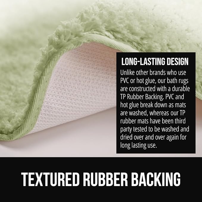 GORILLA GRIP Ultra Soft Plush Bathroom Rugs with Rubber Backing Set of 2, Absorbent Quick Dry Bath Mat, Machine Washable Shower Mats, Home Décor Accessories Bathmat Rug, 24x16 and 30x18 Sage