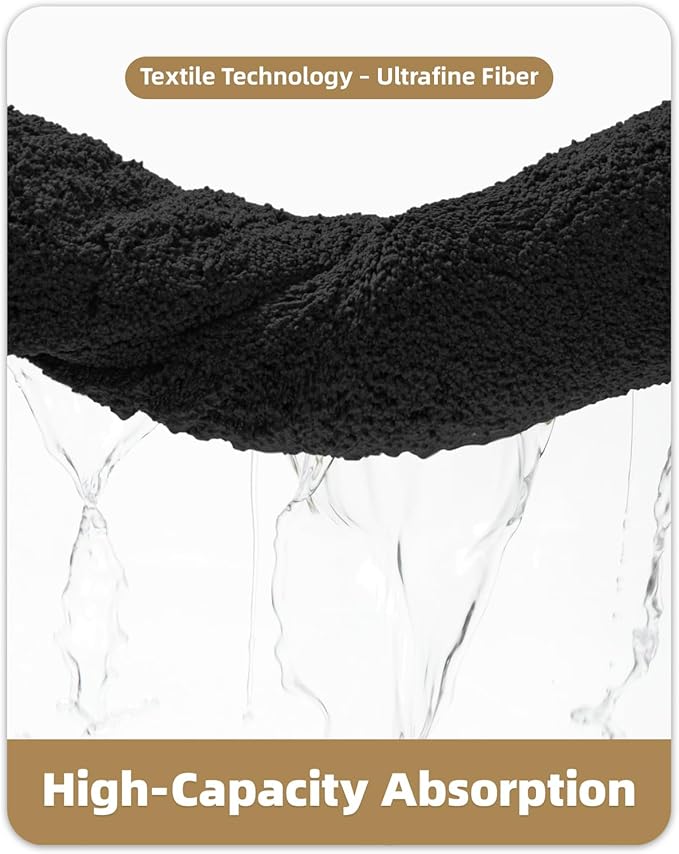 Color&Geometry Small Bath Mats for Bathroom Non Slip, 16"x24" Black Bathroom Rugs, Absorbent, Soft, Washable, Microfiber Bath Rug Shower Mat