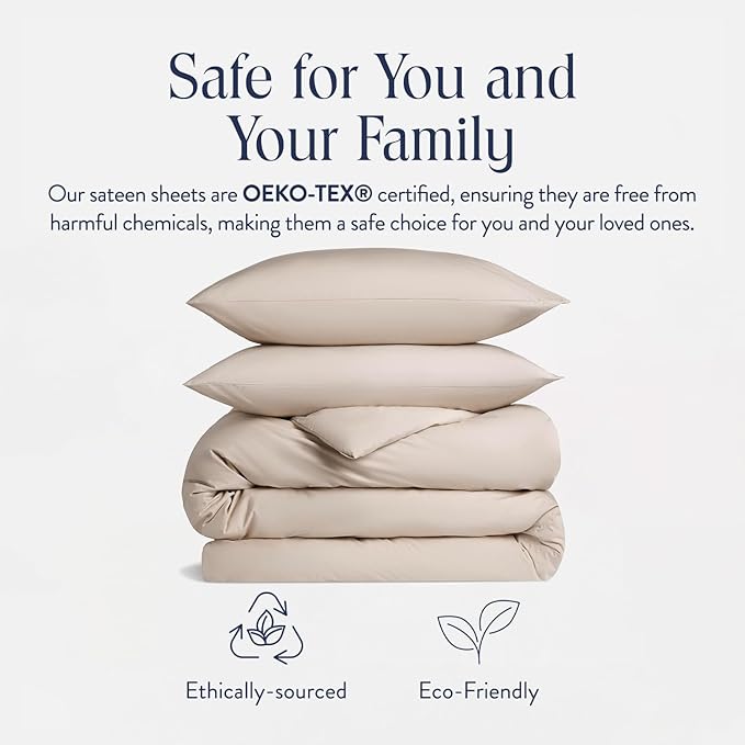Brooklinen Luxury Sateen Duvet Cover Set - 100% Cotton, King/California King Size in Pebble - Includes 1 Duvet Cover and 2 King Pillowcases - Best King/Cali King Duvet Covers