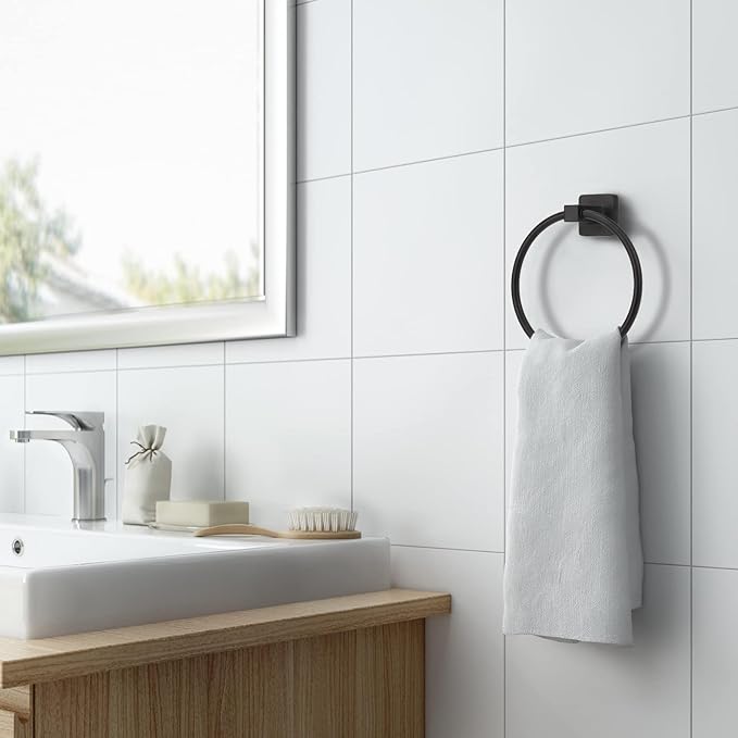 Bathroom Hardware Set 4 Pieces, Matte Black Stainless Steel Towel Bar Set, Includes 20In Towel Bar, Towel Ring, Robe Towel Hooks,Toilet Paper Holder, Bathroom Towel Rack Set