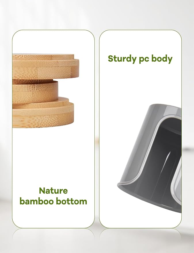 Bathroom Cup Holder - Small Cup Dispenser for Dixie 3 oz Bathroom Cups, 3 4 Ounce Mouthwash Cup Dispenser - PC/Bamboo, Grey, Pack of 2