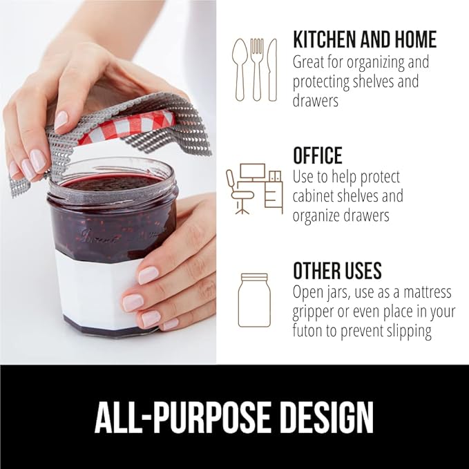 GORILLA GRIP powerGRIP Drawer Shelf and Cabinet Liner, Thick Strong Hold, Non-Adhesive Liners Protect Kitchen Cabinets and Cupboard, Bathroom Drawers, Easy Install, Breathable Mat, 17.5" x20', Gray