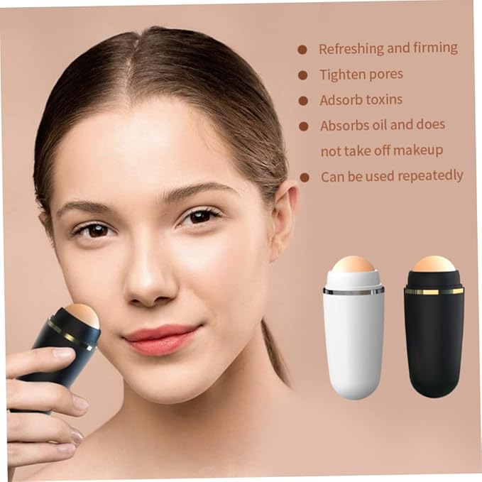 Volcanic Oil Absorbing Roller Face Oil Control Stick Facial Skin Care Tool Black control massage roller