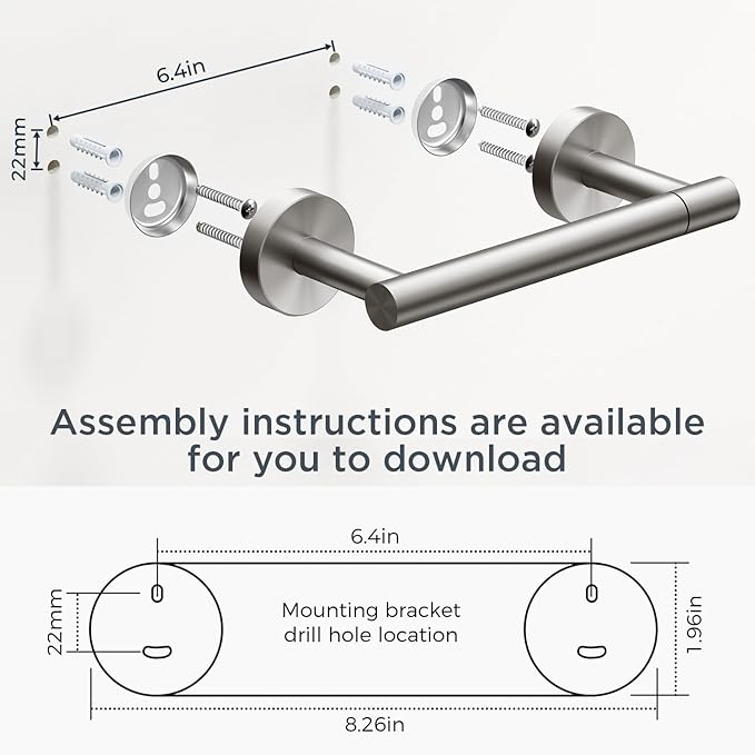 FORIOUS Toilet Paper Holder Wall Mount, SUS304 Stainless Steel Double Post Pivoting Tissue Roll Holder and Hand Towel Ring Set for Bathroom, RV, Bathroom Hardware Accessories Set, Brushed Nickel