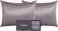 100% Mulberry Silk Pillowcases with Zipper– Luxurious, Anti-Aging Pillow Covers, 22 Momme 6A Grade Silk Pillow Cases 2 Pack for Hair and Skin Care (Dark Grey, Queen (U.S. Standard))