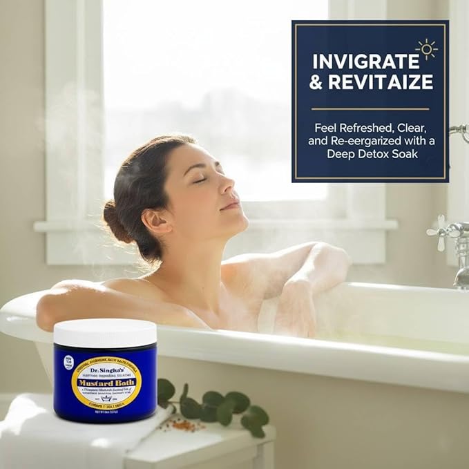 Dr. Singha's Mustard Bath Salts - 8 oz Herbal Bath Soak with Essential Oils for a Relaxing and Rejuvenating Experience - Made in USA