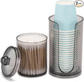 LoveBB 3oz-5oz Bathroom Cup Dispenser with 10oz Qtip Holder, Small Disposable Paper Cup Holder Bathroom Accessories for Rinsing/Mouthwash Cups, Black
