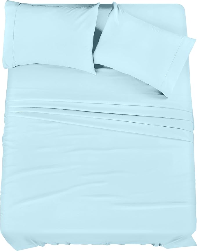 Utopia Bedding Queen Bed Sheets Set - 4 Piece Bedding - Brushed Microfiber - Shrinkage and Fade Resistant - Easy Care (Queen, Ice Blue)