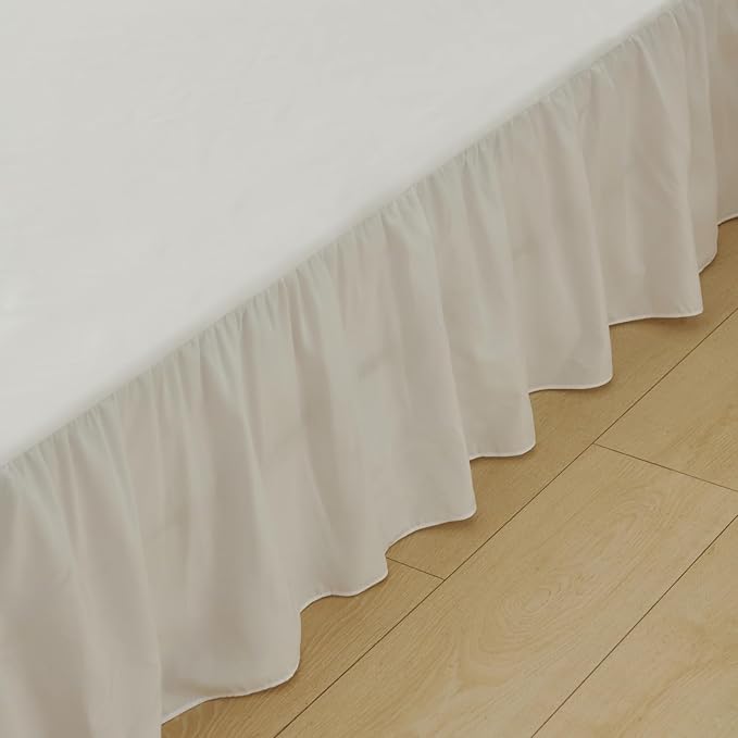Bed Skirt Queen Size Ruffled Bed Skirt with Split Corners, Queen Bed Skirts 12 Inch Drop, Queen Size Bed Skirting with Platform, White, 12'' Queen