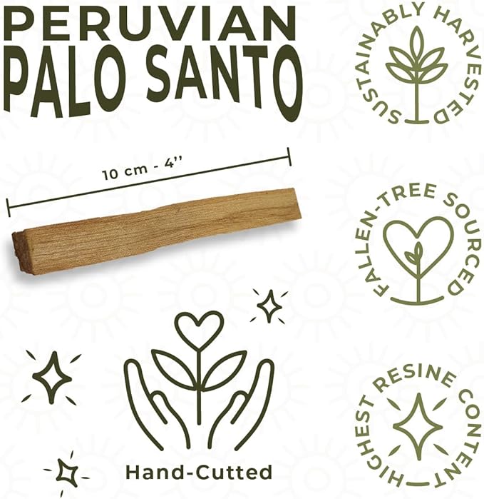 Palo Santo Premium Sticks (8) Smudging Incense Certified Pure Ethically and Sustainably Harvested from Fallen Trees in Peru (NOT Ecuador). Protection, Meditation, Healing, Spiritual Cleansing