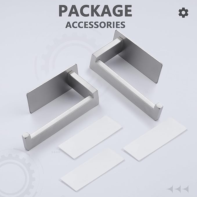 LANC Self-Adhesive Toilet Tissue Holder, Brushed Nickel Toilet Paper Holder Wall Mounted for Bathroom Washroom Stick On Tissue Roll Holder with Drill Free Left and Right 2 Pack, A8307BN-LRP2