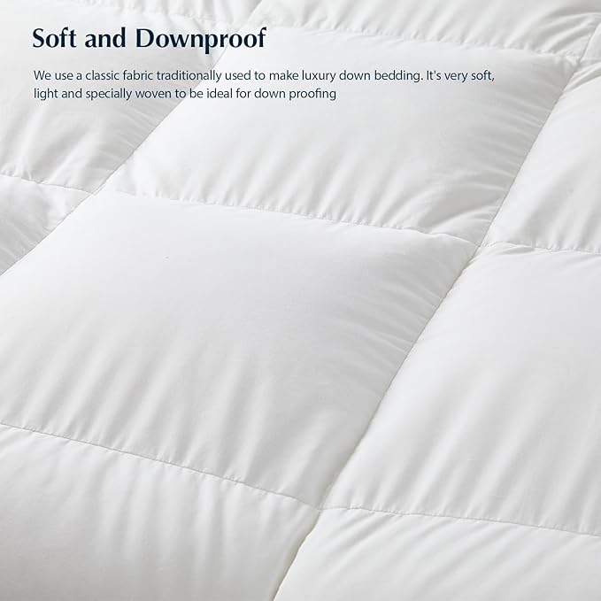 Pacific Coast Goose Down Fiber Comforters Super King Duvet Insert, All Season White Comforter, 3D Hidden-Stitch Baffle Box Design, 8 Tabs, Gifts for Women/Men, Extra Fluffy Luxury Duvet (120"x120")