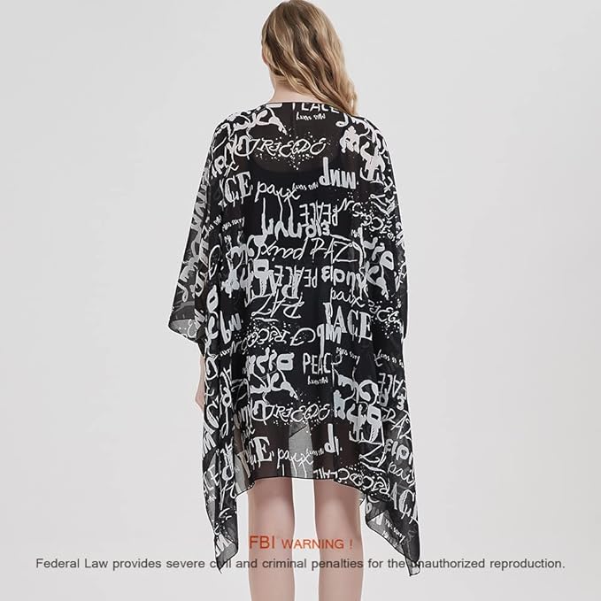 Women's Bohemian Floral Chiffon Beach Cover up Swimsuit Kimono Summer Swimwear Cardigans