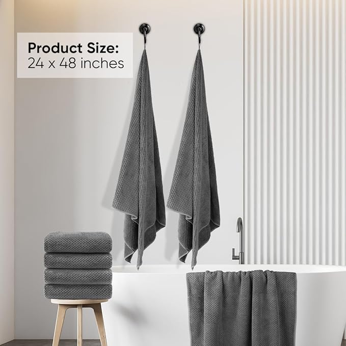 HOMEXCEL 6 Pack Bath Towel Set, (24 x 48 Inches) Microfiber Ultra Soft Highly Absorbent Bath Towels, Lightweight and Quick Drying Towels for Hotel, Bathroom, Spa and Beauty Parlor, Grey