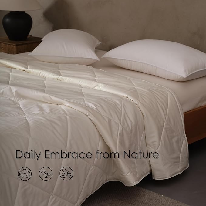 EP Mode Light Weight Wool Comforter for Summer, Purely Natural Duvet Insert, 100% Australian Wool Filling (150GSM, Size Twin)