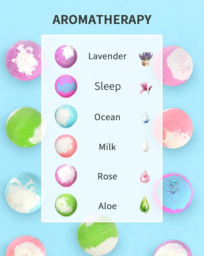 Light Up Bath Bombs with Surprise Inside, 4.23 oz XL Natural Gift Set 6 with Essential Oils, Magnesium Large Bath Bombs for Women Relaxing Spa Skin Moisturize Gifts for Women