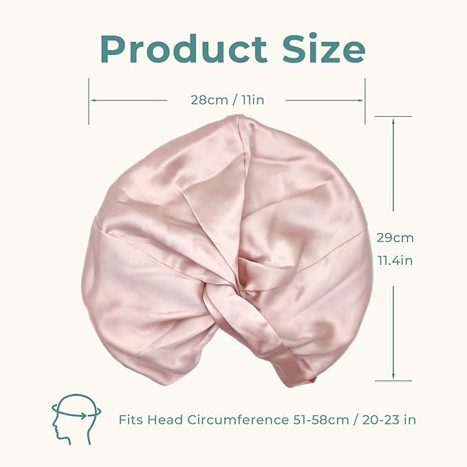100% Mulberry Silk Bonnet, Double-Layered Hair Bonnet for Sleeping Women, Pure Silk Turban, Night Sleep Hair Wrap