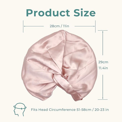 100% Mulberry Silk Bonnet, Double-Layered Hair Bonnet for Sleeping Women, Pure Silk Turban, Night Sleep Hair Wrap