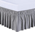 MEILA Wrap Around Bed Skirt Three Fabric Sides Elastic Dust Ruffled 16 Inch Tailored Drop,Easy to Install Fade Resistant-Grey, Twin/Full
