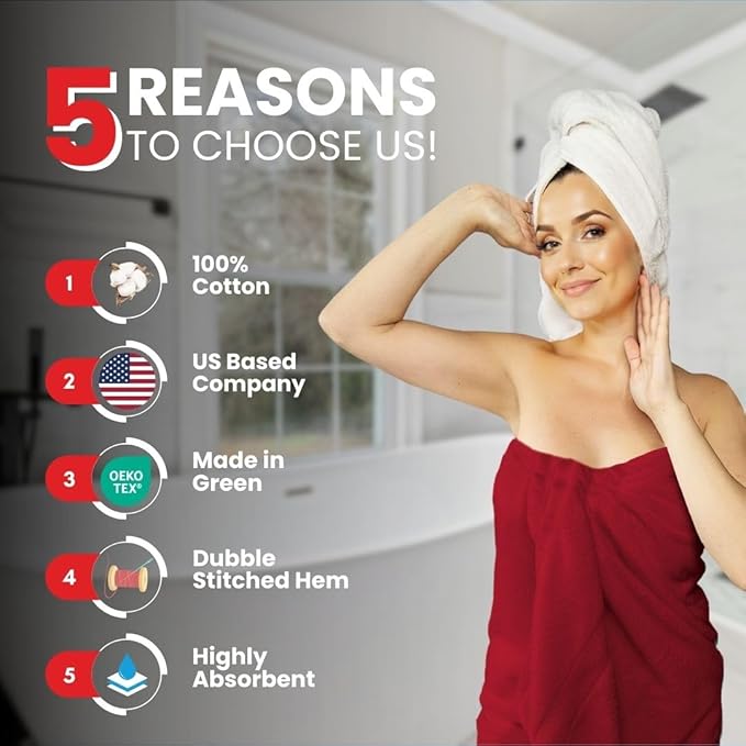 Infinitee Xclusives – Luxury Bath Sheets Towels – 1 Pack 600 GSM (35X70 Inches) – 100% Ring Spun Cotton Large Bath Towels for Bathroom (Burgundy, Bath Sheets - Pack 1)