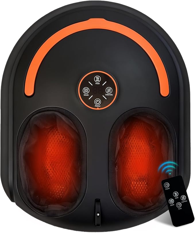 Shiatsu Foot Massager Electric Feet Massage Machine Deep Kneading Relief for Plantar Fasciitis, Air Compression, 3 Heat Levels Relax for Home Office Use, Christmas Gifts for Women Mom Dad Black
