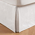 MIYE Pleated Waffle Weave Bed Skirt, Tailored Dust Ruffle 16 Inch Drop Easy Fit, Machine Washable, No Split Corners (White, King - 16" Drop)
