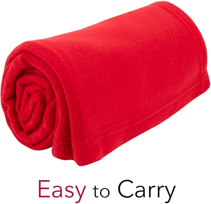 (24 Pack) Bulk Fleece 50x60 Throw Blankets for Wedding Favors, Homeless Women, Men, Homes, Bed, Sofa, Couch, Office, Pet Blankets, Travel | Soft Warm Lightweight Throw Blankets in Bulk (Red)