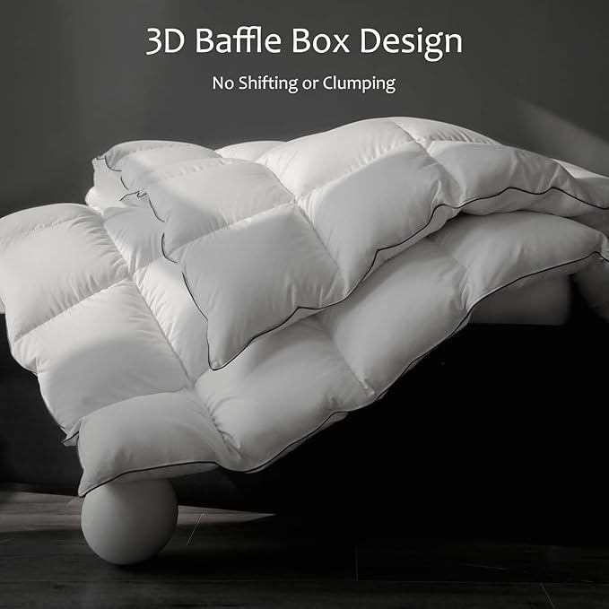 Luxury Down Fiber Comforter Twin/Twin XL Size - High Fill Power Medium Warmth for All Season Duvet Insert - Light Weight, Lvory White (68" x 90")