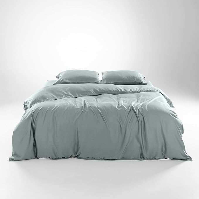 Olive + Crate Tencel Eucalyptus Cooling Duvet Cover Set - Hypoallergenic, Lyocell Tencel Duvet Cover - Temperature Regulating with Hidden Button Closure & Corner Ties - California King [Eucalyptus]