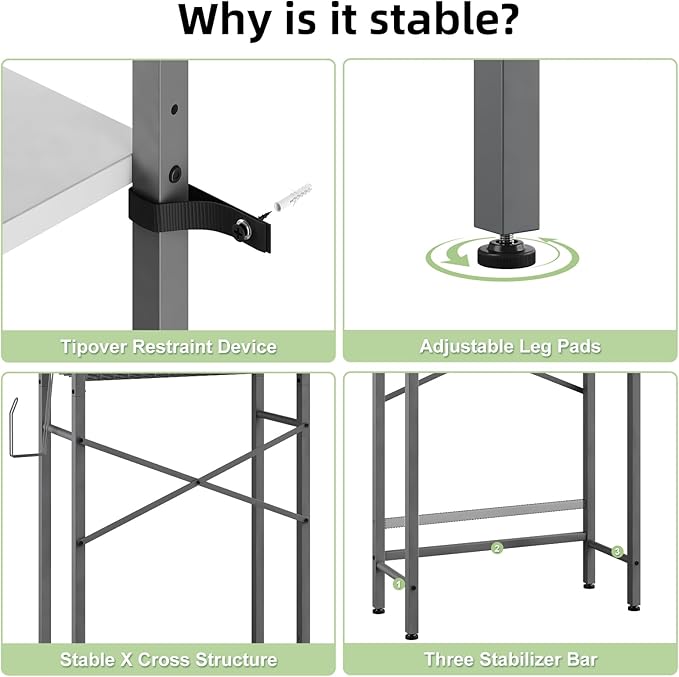 Over-The-Toilet Storage Rack, 4-Tier Bathroom Organizer Shelf Over Toilet with Adjustable Shelf and Basket, Freestanding Space Saver Bathroom Shelves Above Toilet for Room (Gray- White)