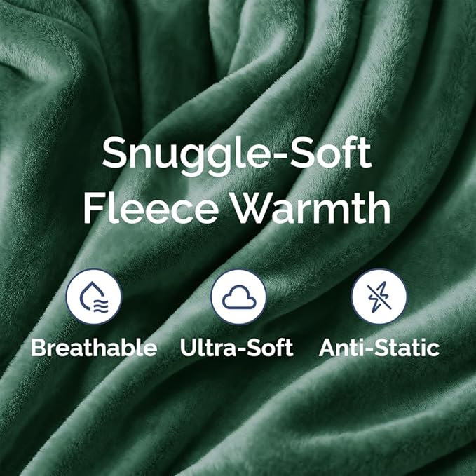 Ultra Soft Fleece Blanket Twin Size - Flannel Fleece Luxury Twin Blanket - Lightweight for Couch Bed Chair - Thick, Warm and Breathable - All Season Cozy Anti-Static Microplush Bedding, Forest Green