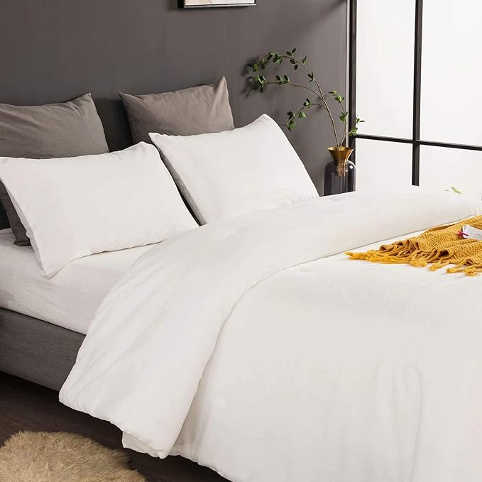 Cottonight White Velvet Comforter Set Cal King Fluffy Bedding Comforter Set California King Sherpa Micromink Winter Warm Cozy Super Soft Bedding Set