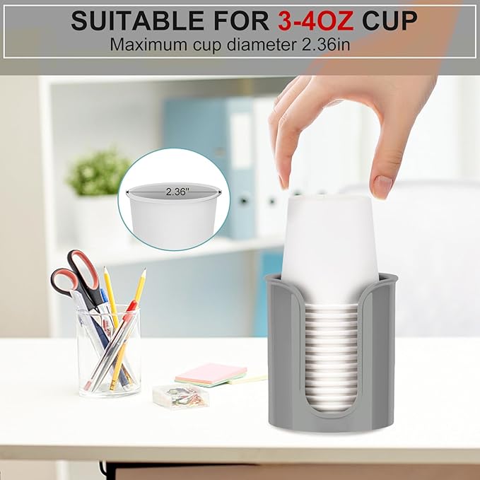 Cup Dispenser for Bathroom,Gray Bathroom Cup Holder,Small Paper Cup Dispenser Holder,Plastic Mouthwash Cup Dispenser for Bathroom Countertop (2 Pack)