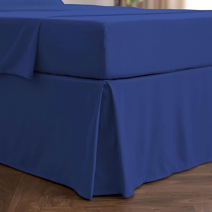 Mellanni Bed Skirt Queen Size - Bed Skirting - 15-Inch Tailored Drop Pleated Dust Ruffle - Hotel Luxury Bedding - Wrinkle, Fade, Stain Resistant - 1 Bedskirt (Queen, Royal Blue)