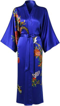 Women's Silk Kimono Robe Long Bathrobe Nightgown 100% Mulberry Silk for Women - Classic Floral Pattern