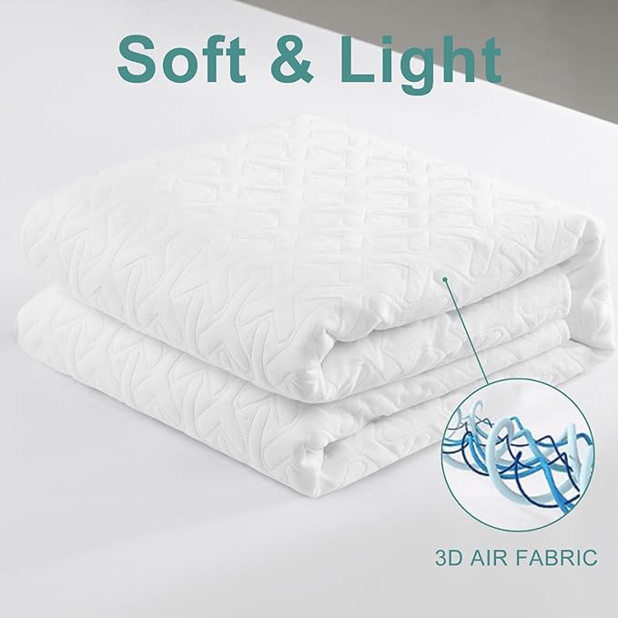 MERITLIFE 100% Waterproof Twin XL Size Mattress Protector Noiseless College Dorm Room Bed Mattress Cover Extra Long Single Cooling Breathable Soft Washable (White,Twin XL 39"x80")