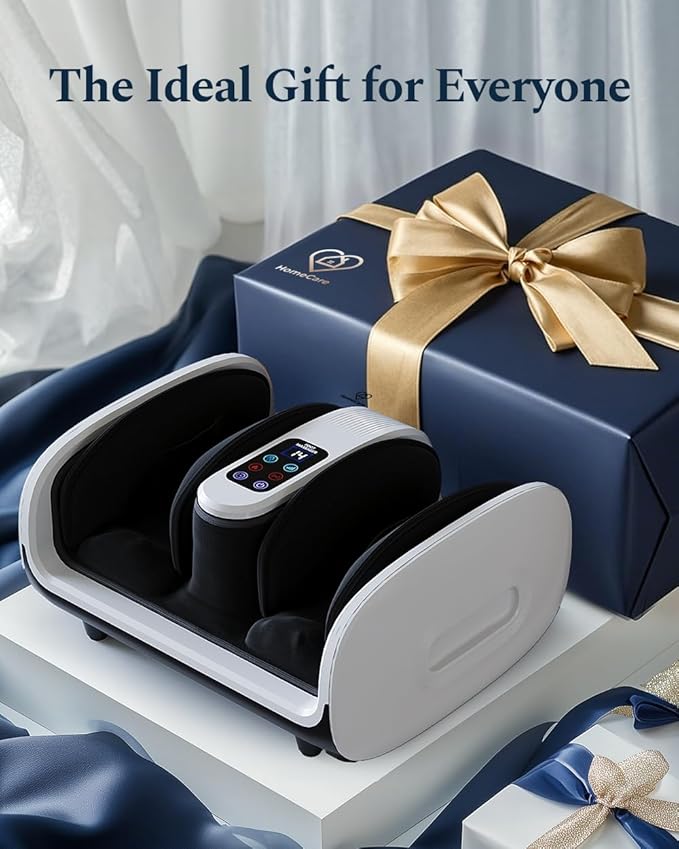 HomeCare Foot Massager with Heat & Ice Therapy, Shiatsu Deep Kneading Compression Foot Massagers for Plantar Fasciitis & Neuropathy Relief, Adjustable Intensity, FCC/CE Certified