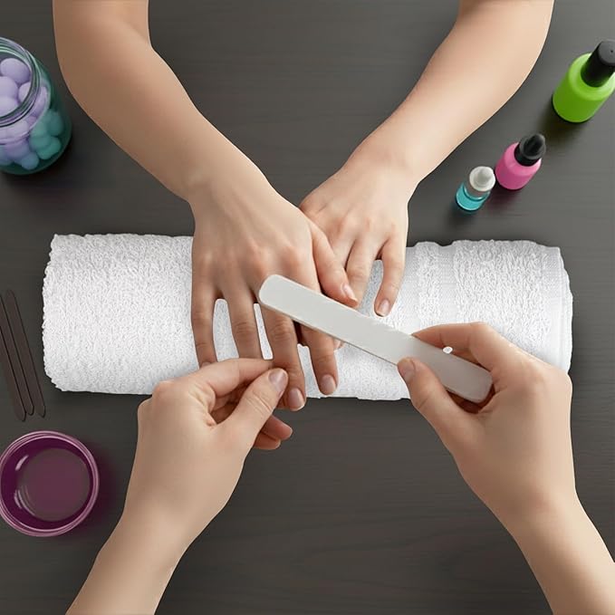24 Pack White Hand Towels 100% Cotton Spa Towel – 16x27 inches Highly Absorbable Facial Towels Gym, Hair, Face, Bulk Small Towels (Not Bleach Proof)