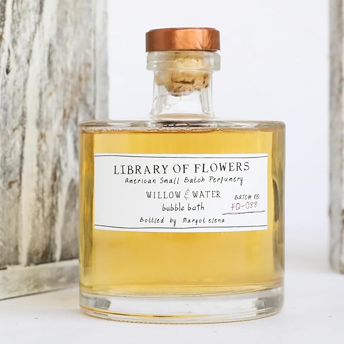 Library of Flowers Willow & Water Bubble Bath, 17 fl. oz., Cut Greens, Flowering Lotus & Watercress, Skin Hydrating & Deep Moisturizing, Avocado Oil & Green Tea, Relaxing Scented Bubbling Bath Soap