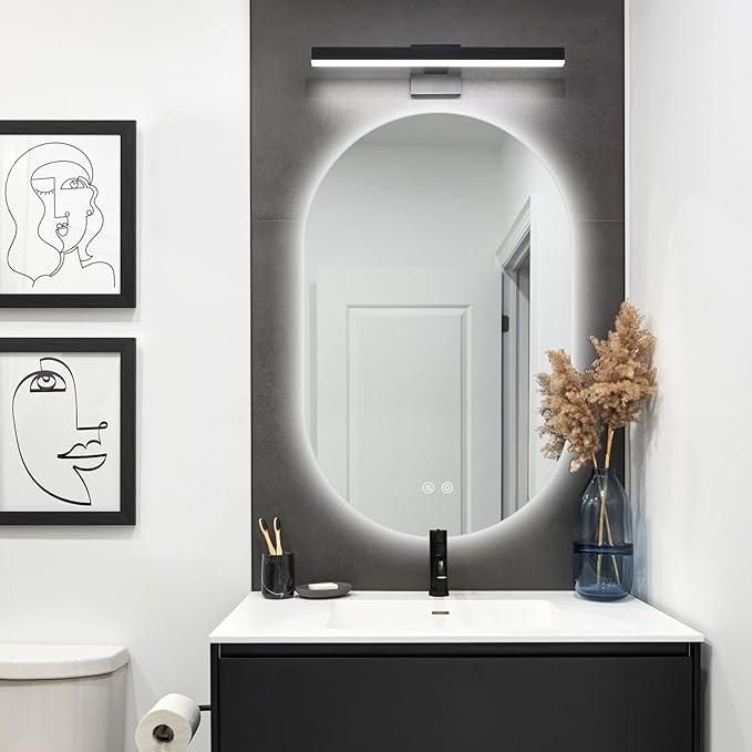 Niccy Oval LED Bathroom Vanity Mirror, 48x30inch Frameless Backlit Mirror with Light, Smart Anti-Fog Waterproof Mirror with Memory Function Dimmable Lighted Mirror