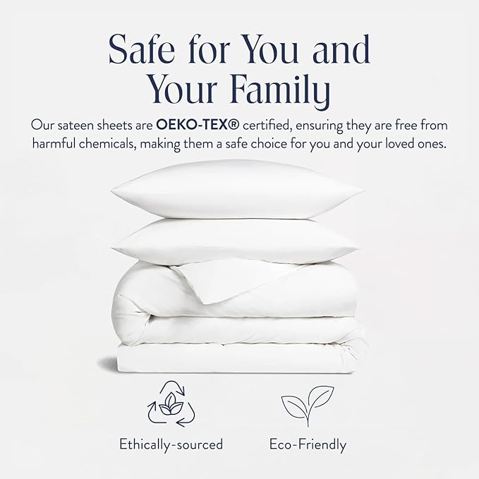 Brooklinen Luxury Sateen Duvet Cover Set - King/California King Size in White - Includes 1 Duvet Cover and 2 Pillowcases - 100% Cotton, 480 Thread Count