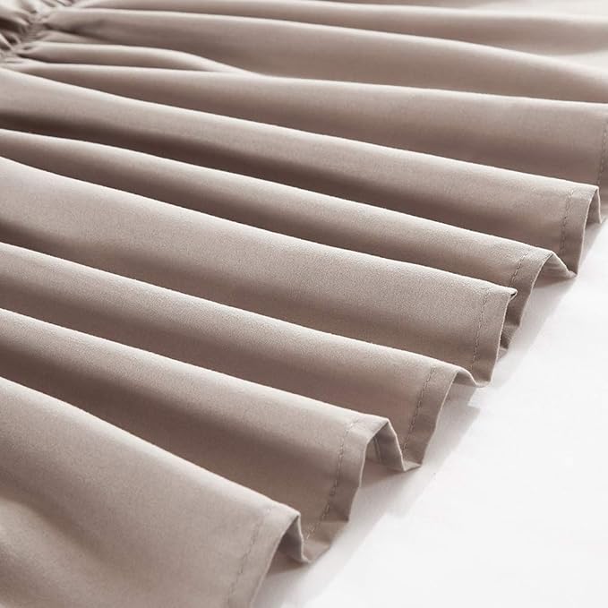 MEILA Wrap Around Bed Skirt Three Fabric Sides Elastic Dust Ruffled 14 Inch Tailored Drop,Easy to Install Fade Resistant-Taupe, Queen/King