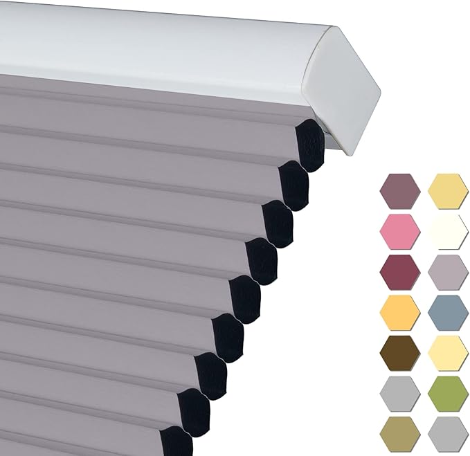 Persilux Custom Size Cellular Shades Blackout Window Blinds Cordless Shades UV Protection Homeycomb Roller Window Shades for Home, Kitchen and French Doors Lilac
