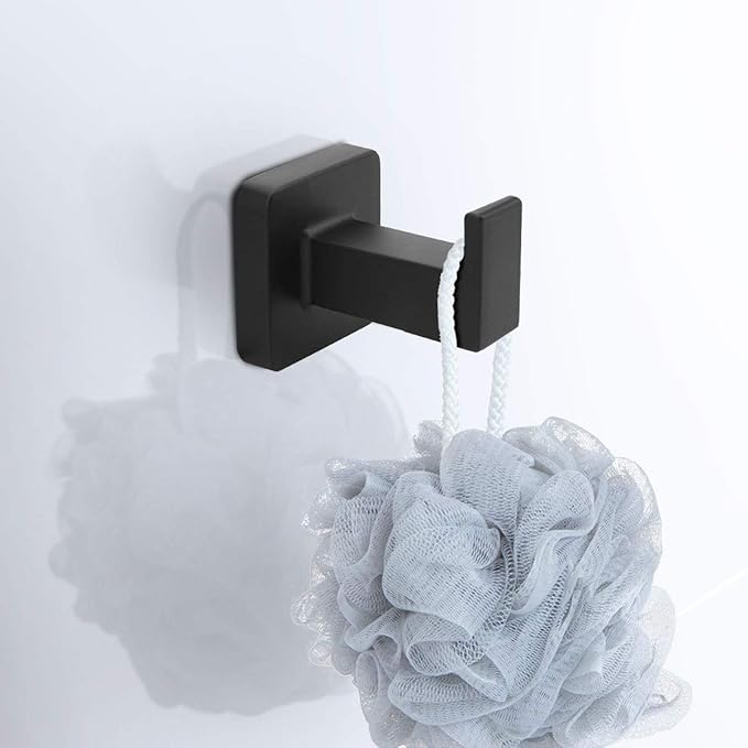 Bathroom Hardware Set 4 Pieces,Stainless Steel Matte Black Towel Bar Set, Includes 24In Towel Bar, Towel Ring, Robe Towel Hooks,Toilet Paper Holder, Bathroom Towel Rack Set