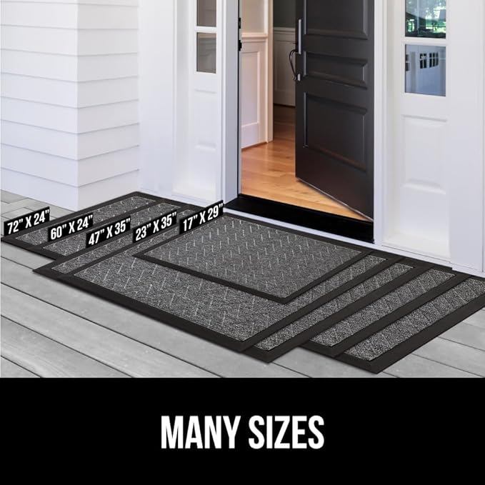 GORILLA GRIP 100% Waterproof All-Season WeatherMax Doormat, US Designed Natural Rubber, Stain and Fade Resistant, Low Profile Indoor Outdoor Door Mats, Easy Clean Patio Mat, 17x29, Moss Vine Leaves