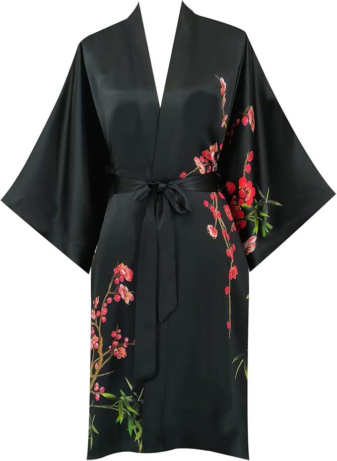 women's 100% silk kimono, short bathrobe pajamas, kimono pajamas