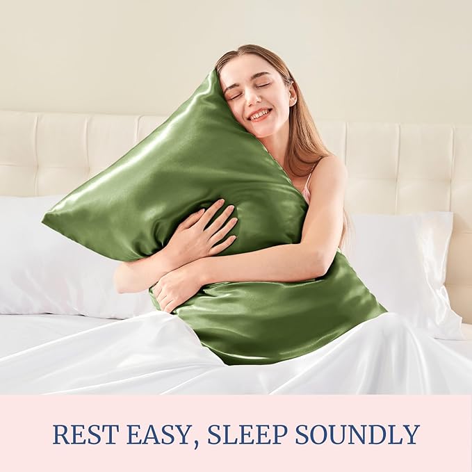 BEDELITE Satin Pillowcase for Hair and Skin, Super Soft Similar to Silk Pillow Cases 4 Pack with Envelope Closure, Cooling Pillowcases for Women Men (20"x40" King Size, Cedar Green)